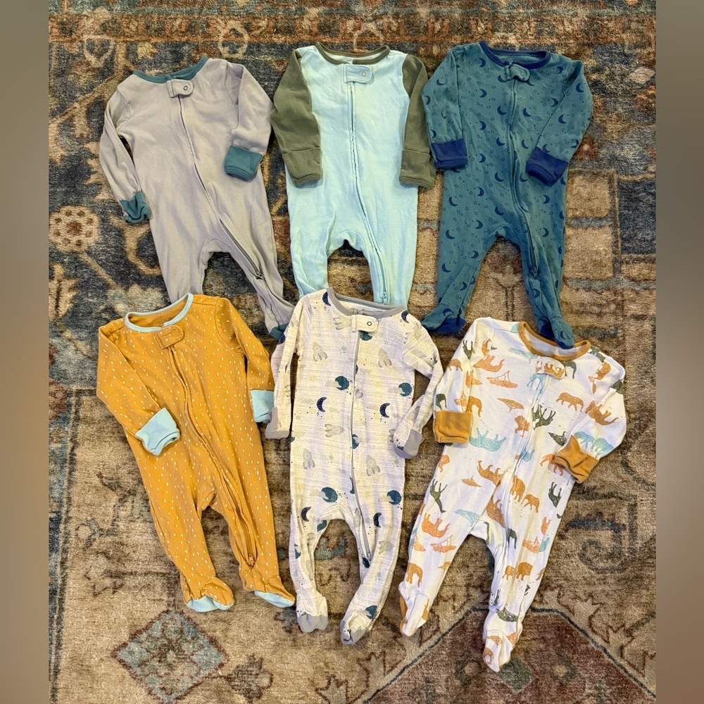 cloud island Baby Footie Pack - Blue, Teal, Mustard, Gray, White